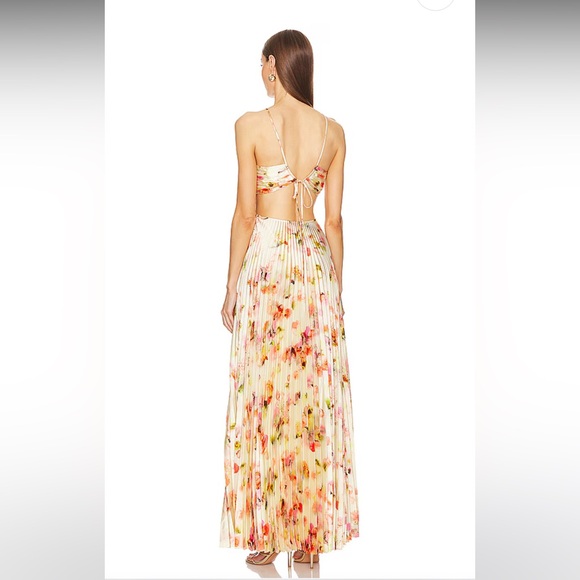 ALC Moira Pleated Dress Pale Peach Multi - Picture 3 of 5